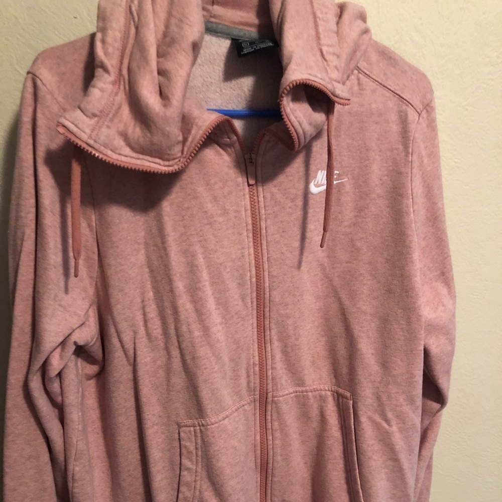 Pink heathered Nike cowl neck hoodie